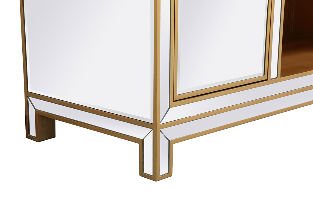 Elegant 60" Mirrored TV Stand - Gold (MF701G)