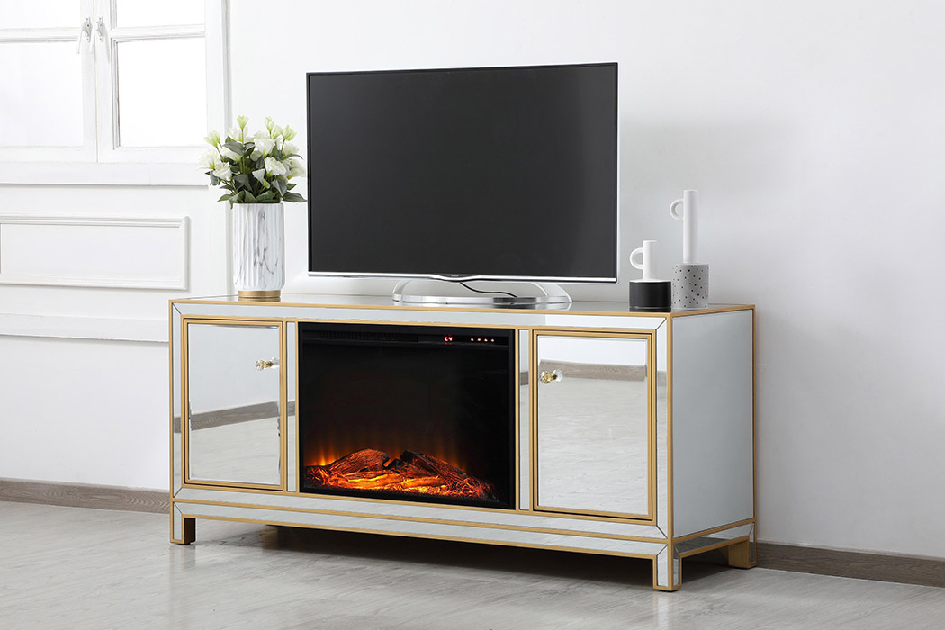 Elegant 60" Mirrored TV Stand - Gold (MF701G-F1)