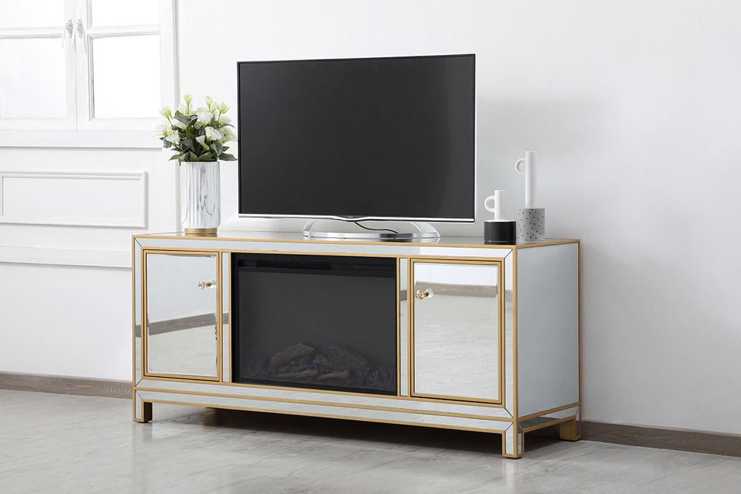 Elegant 60" Mirrored TV Stand - Gold (MF701G-F1)