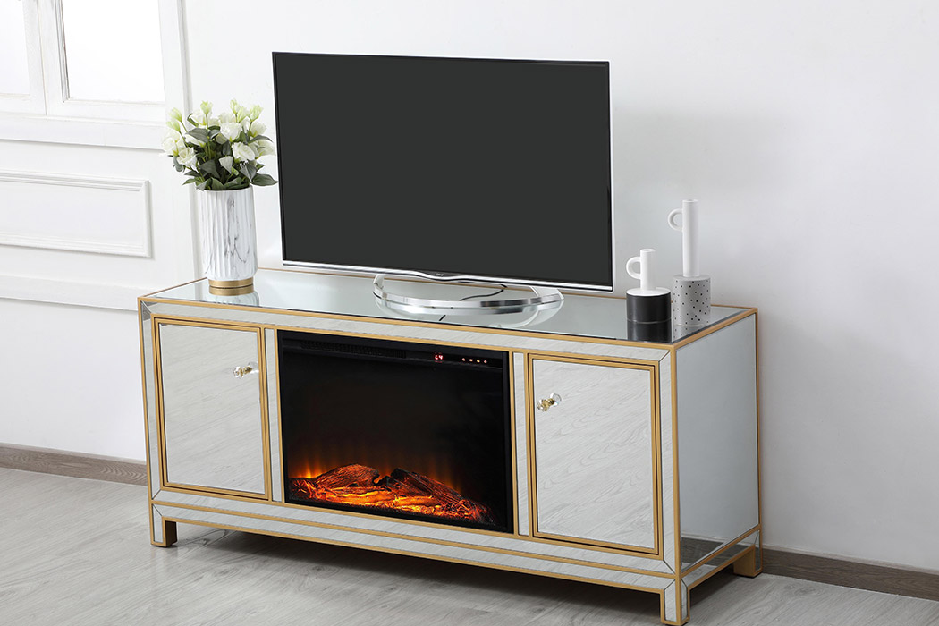 Elegant 60" Mirrored TV Stand - Gold (MF701G-F1)