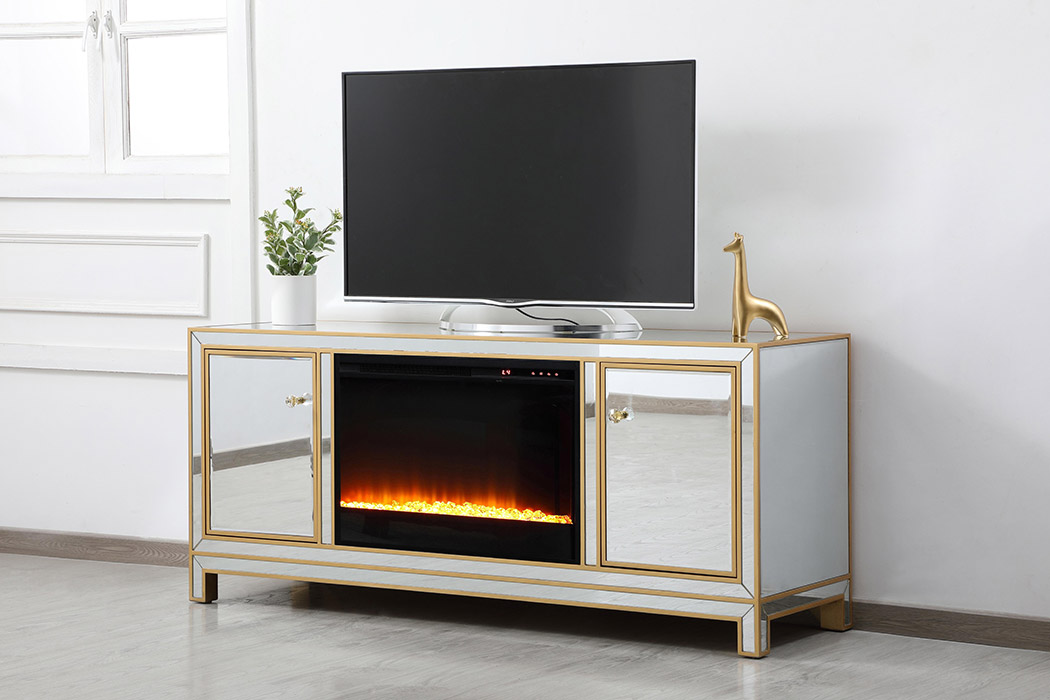 Elegant 60" Mirrored TV Stand - Gold (MF701G-F2)