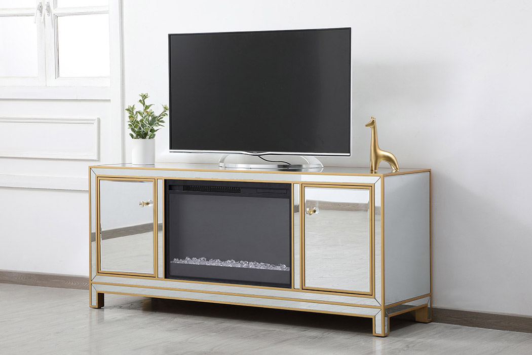 Elegant 60" Mirrored TV Stand - Gold (MF701G-F2)