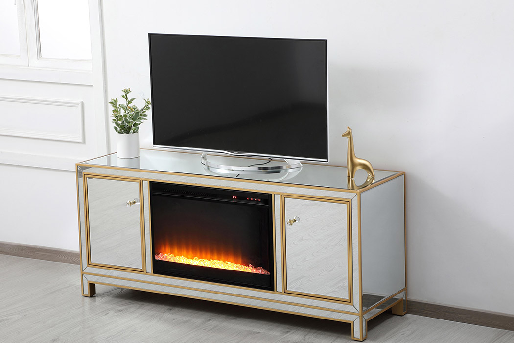 Elegant 60" Mirrored TV Stand - Gold (MF701G-F2)