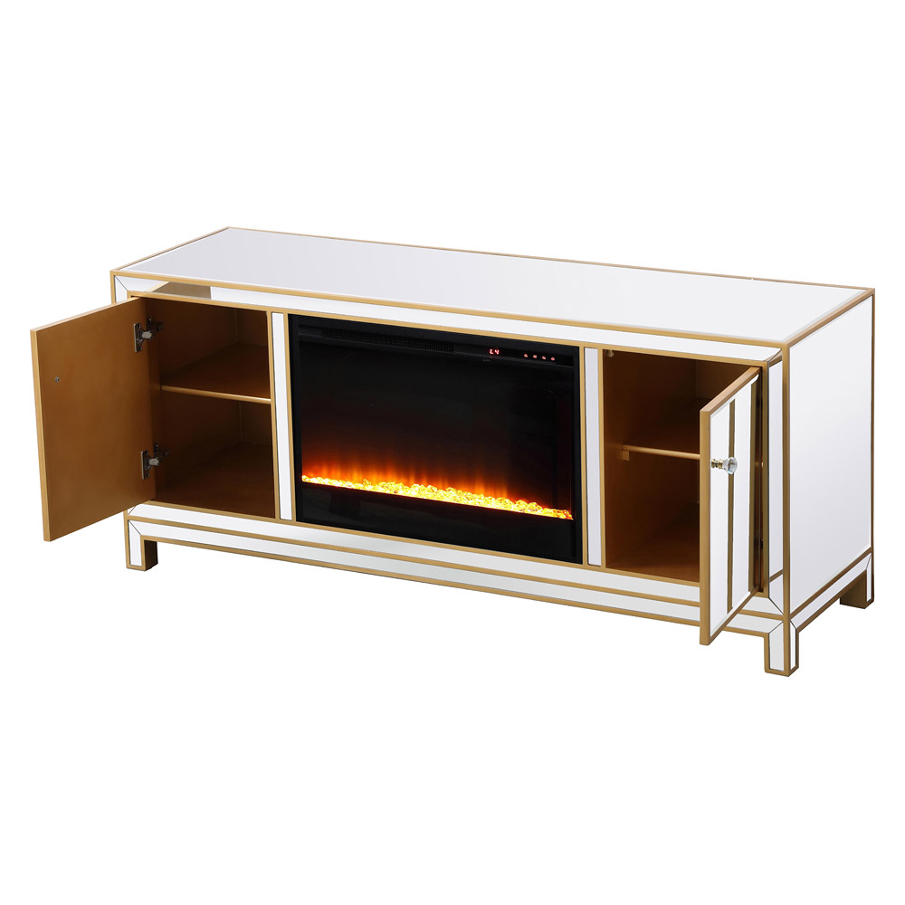 Elegant 60" Mirrored TV Stand - Gold (MF701G-F2)