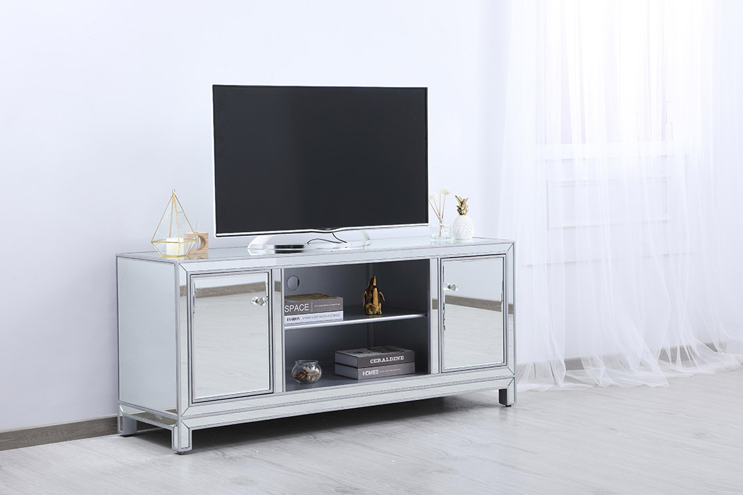 Elegant 60" Mirrored TV Stand - Silver (MF701S)