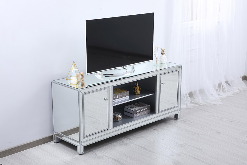 Elegant 60" Mirrored TV Stand - Silver (MF701S)