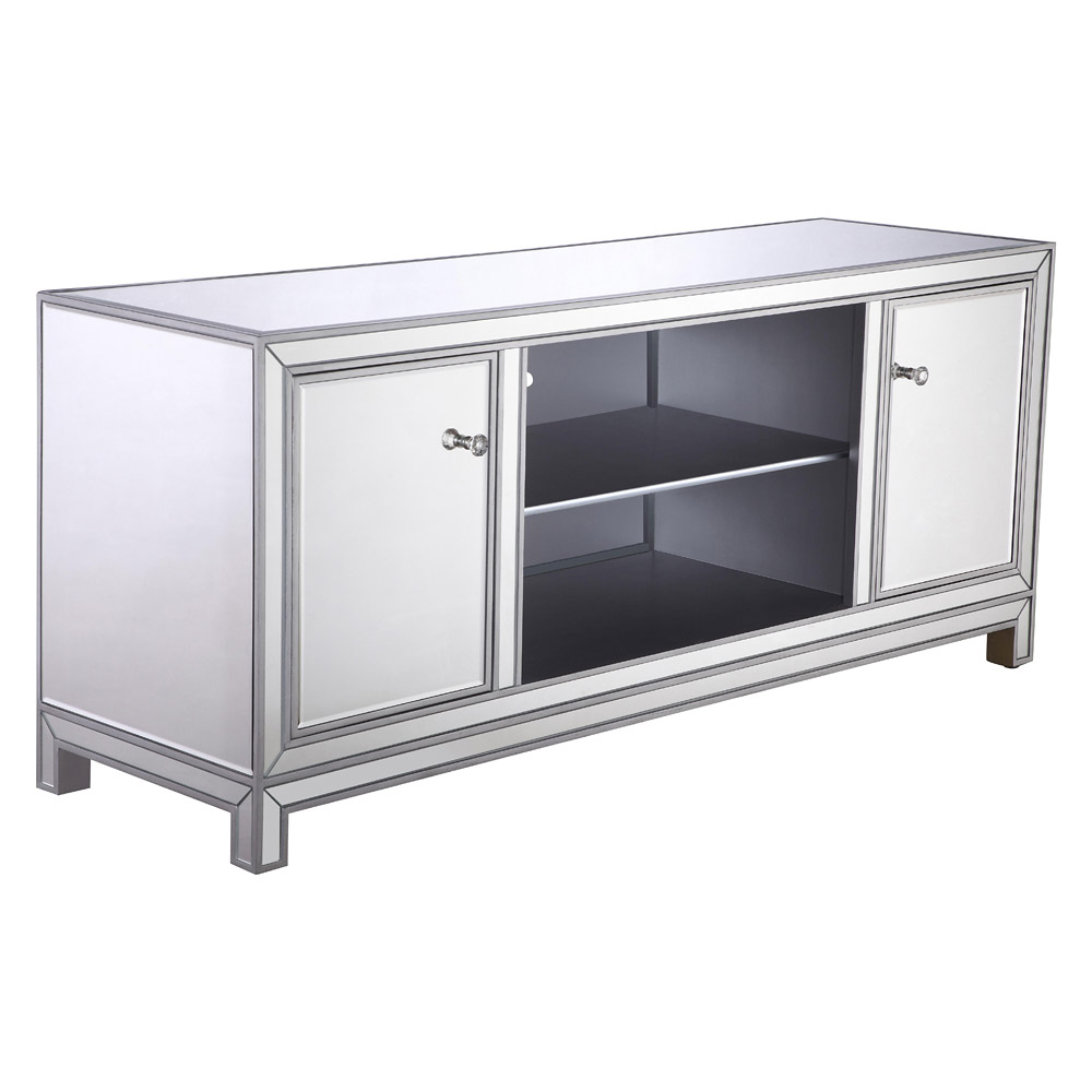 Elegant 60" Mirrored TV Stand - Silver (MF701S)