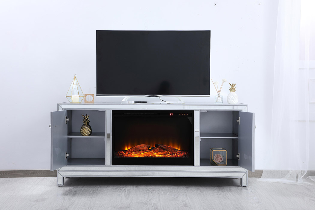 Elegant 60" Mirrored TV Stand - Silver (MF701S-F1)