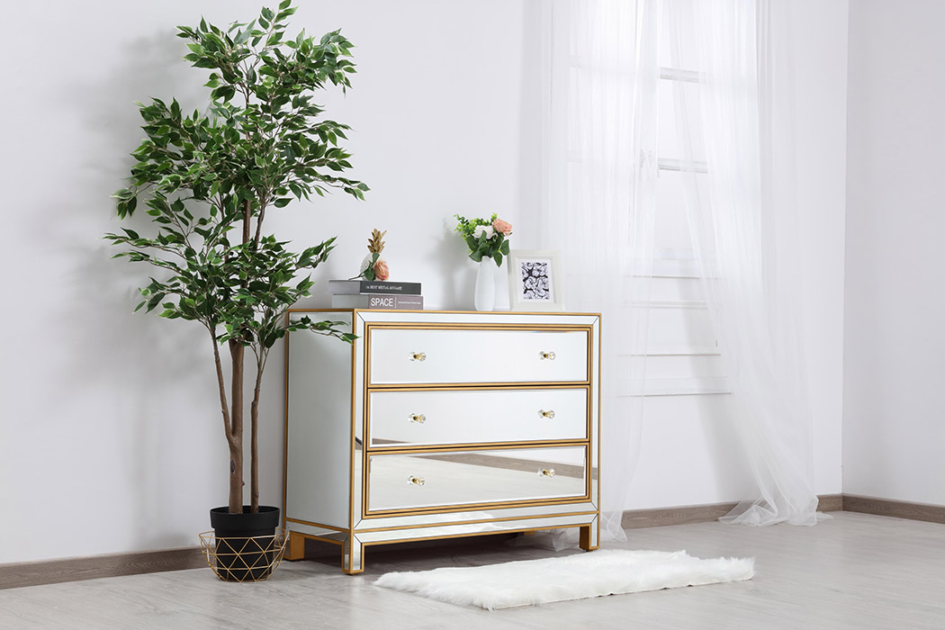 Elegant 3 Drawers 40" Chest - Gold (MF72019G)