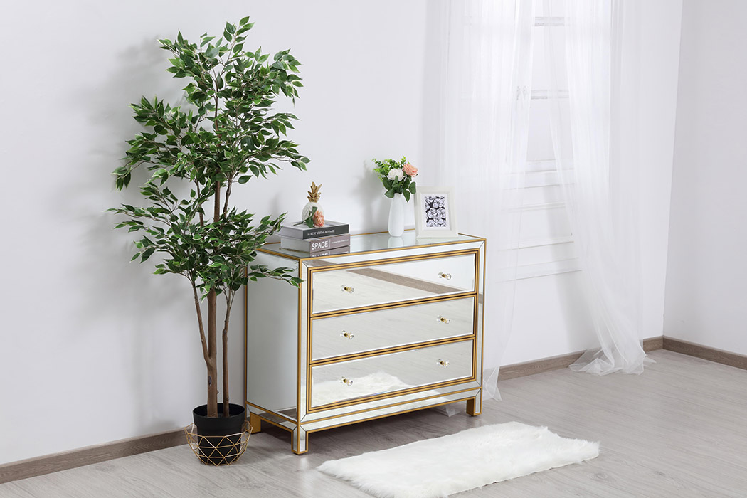 Elegant 3 Drawers 40" Chest - Gold (MF72019G)