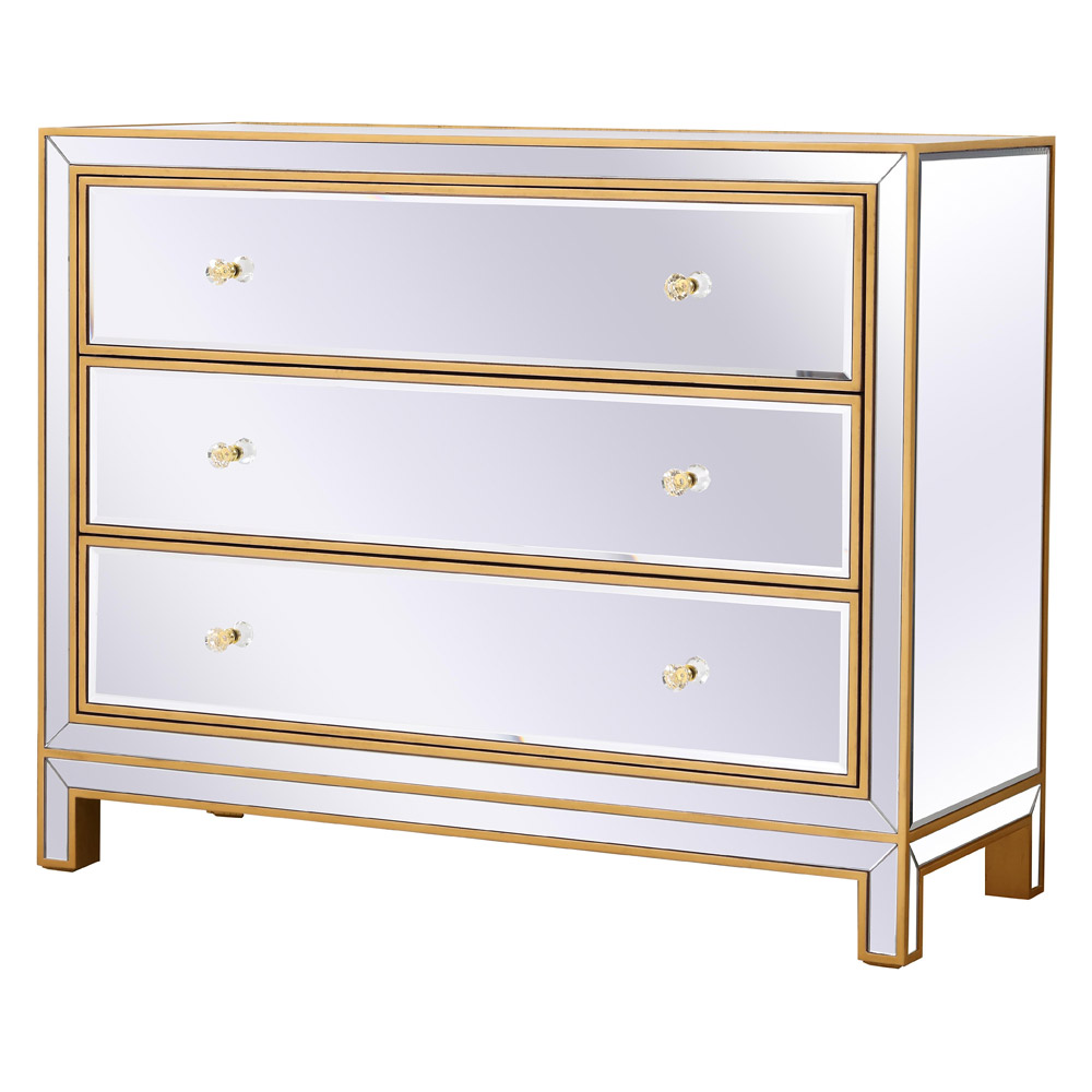 Elegant 3 Drawers 40" Chest - Gold (MF72019G)