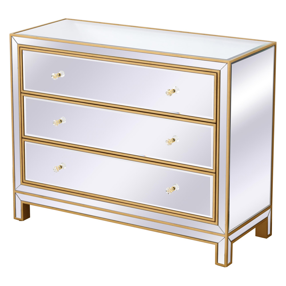 Elegant 3 Drawers 40" Chest - Gold (MF72019G)