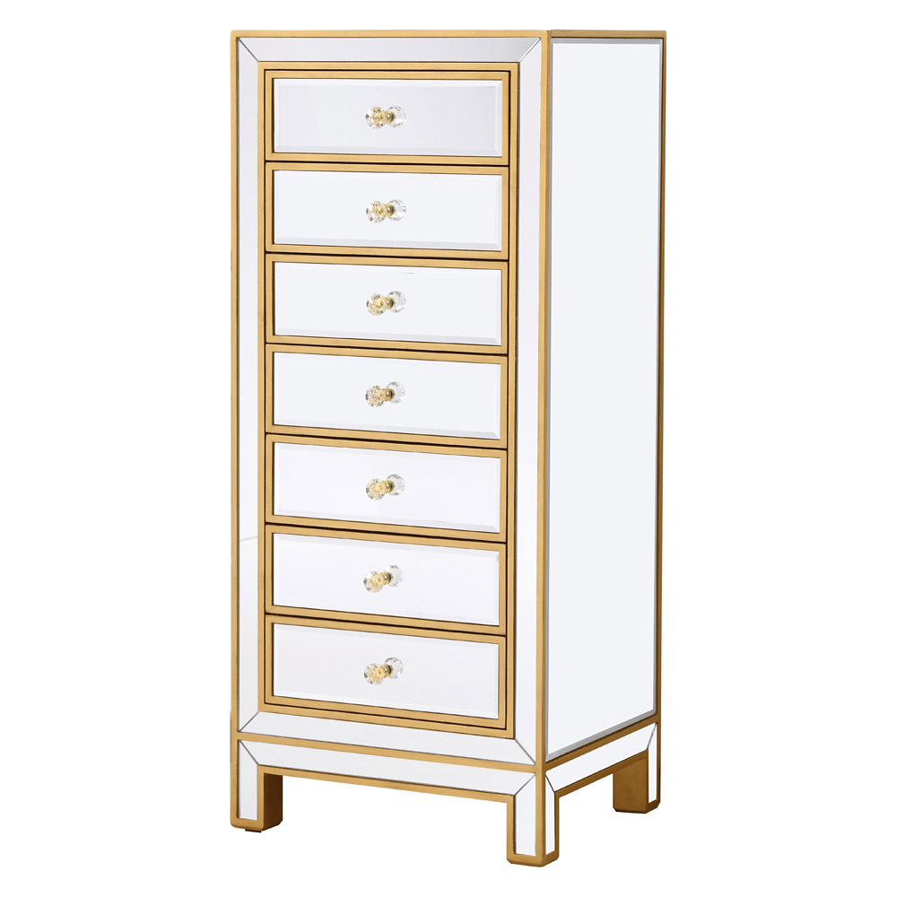 Elegant 7 Drawers 18" Lingerie Chest - Gold (MF72047G)