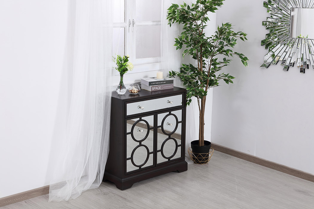 Elegant 32" Mirrored Cabinet - Dark Brown (MF81002DT)