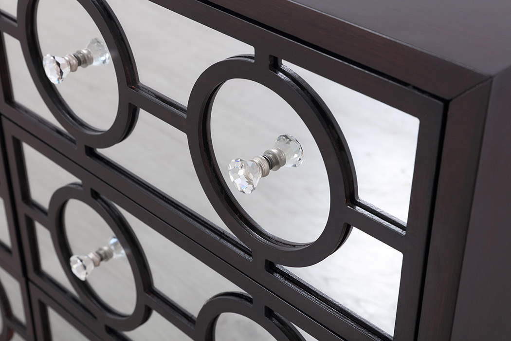 Elegant 48" Mirrored Six Drawer Cabinet - Dark Brown (MF81017DT)