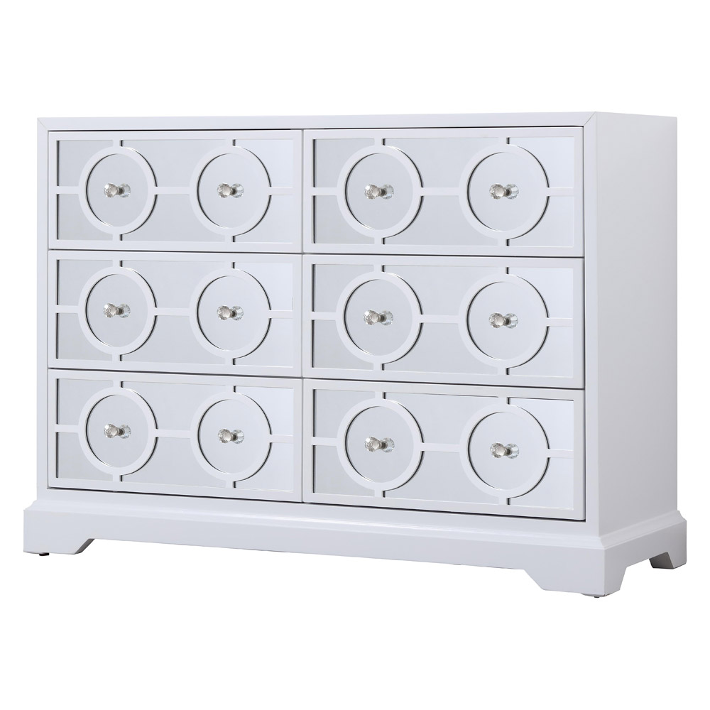 Elegant 48" Mirrored Six Drawer Cabinet - White (MF81017WH)