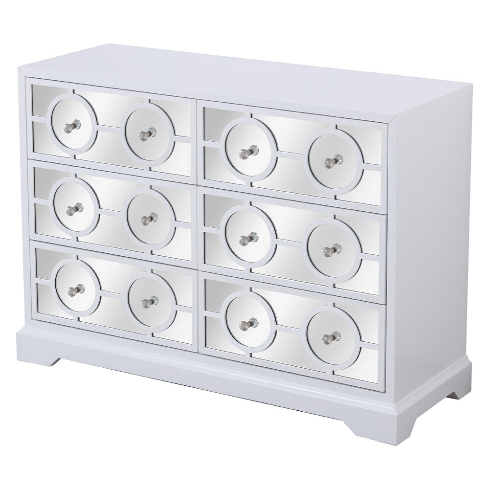 Elegant 48" Mirrored Six Drawer Cabinet - White (MF81017WH)