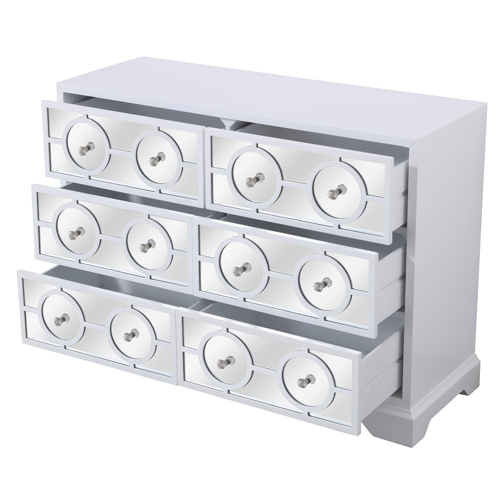 Elegant 48" Mirrored Six Drawer Cabinet - White (MF81017WH)