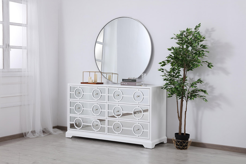 Elegant - 60" Mirrored Six Drawer Cabinet (MF81036WH)