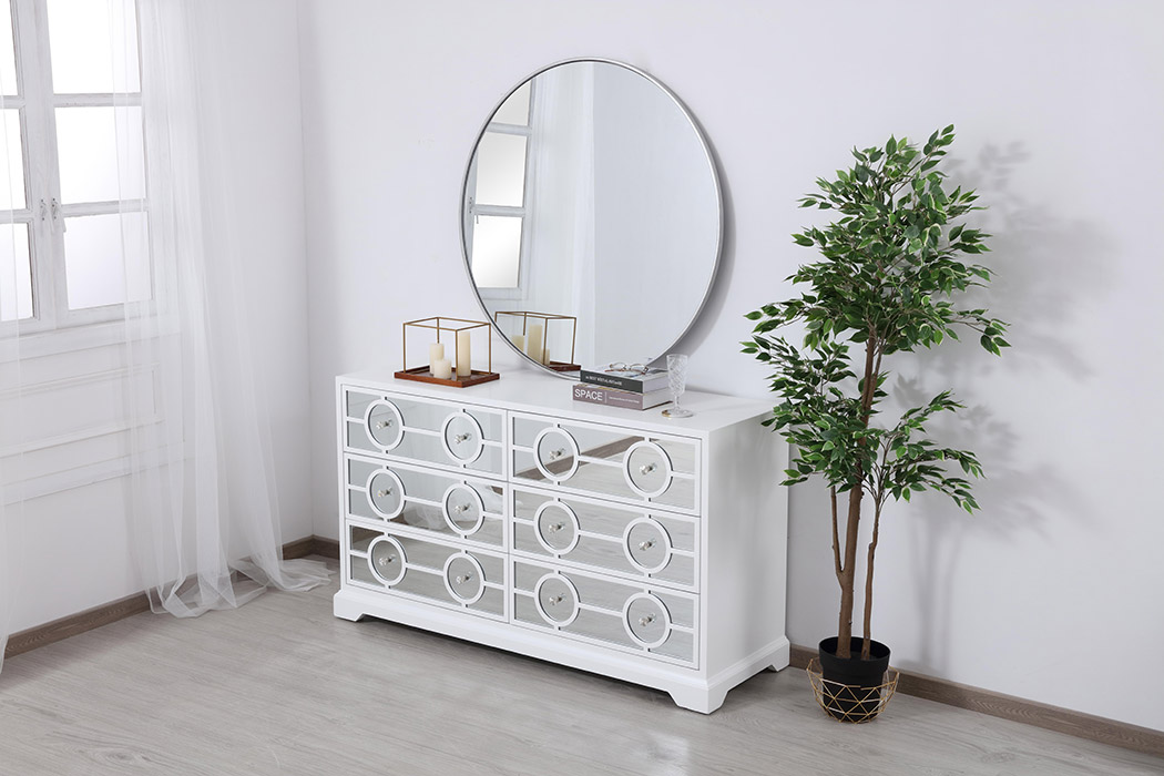 Elegant - 60" Mirrored Six Drawer Cabinet (MF81036WH)