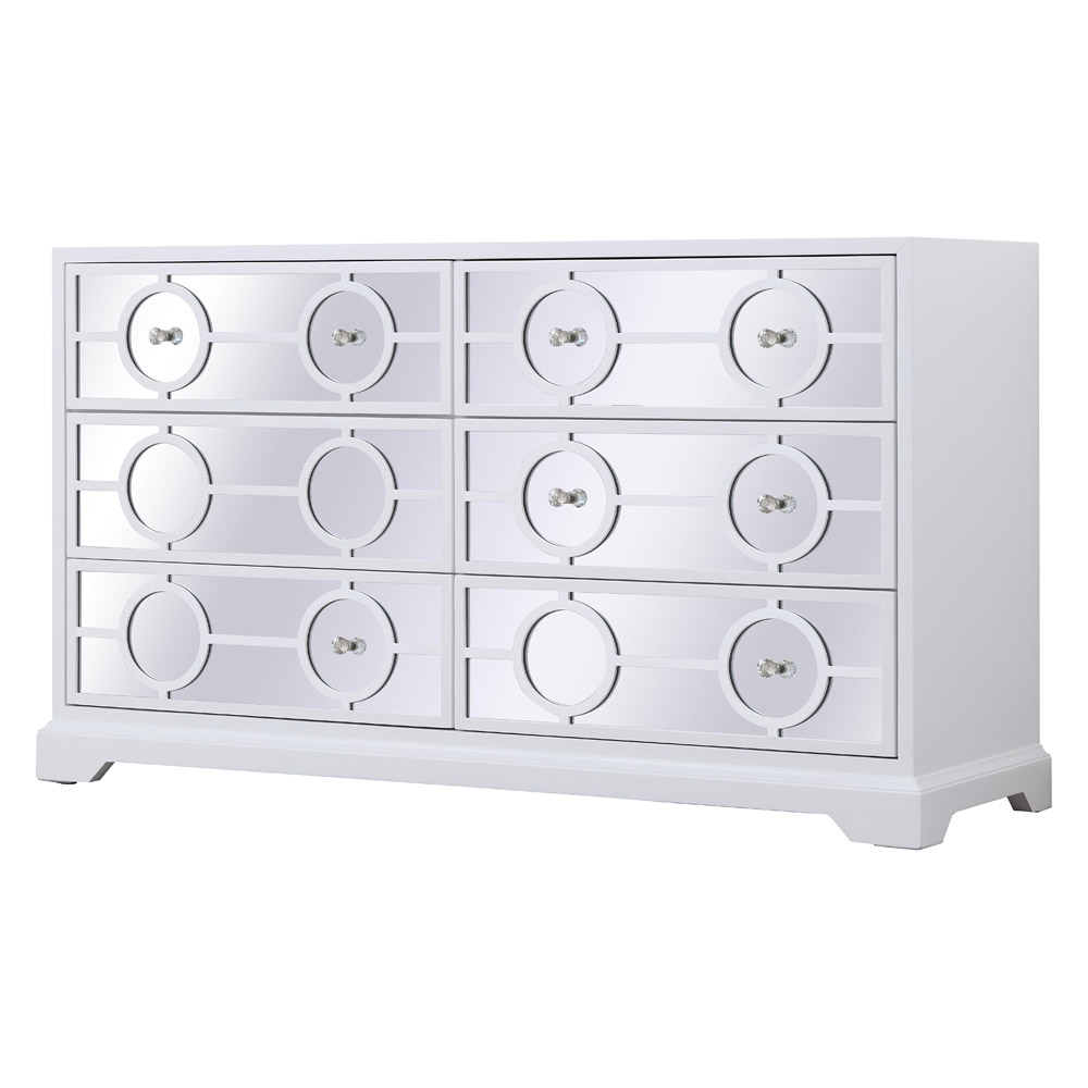 Elegant - 60" Mirrored Six Drawer Cabinet (MF81036WH)