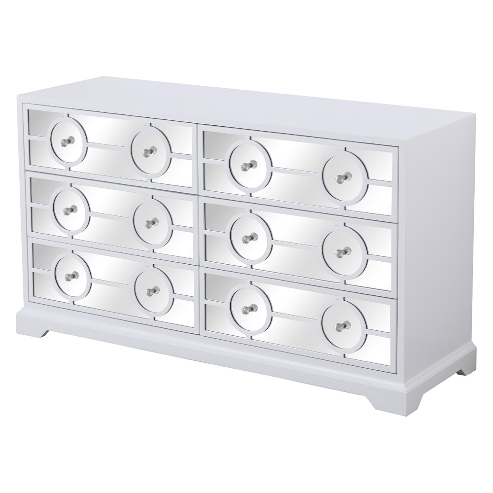 Elegant - 60" Mirrored Six Drawer Cabinet (MF81036WH)