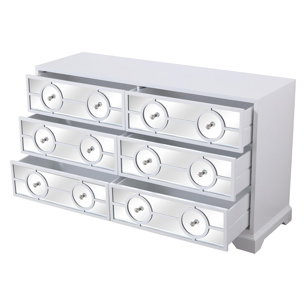 Elegant - 60" Mirrored Six Drawer Cabinet (MF81036WH)