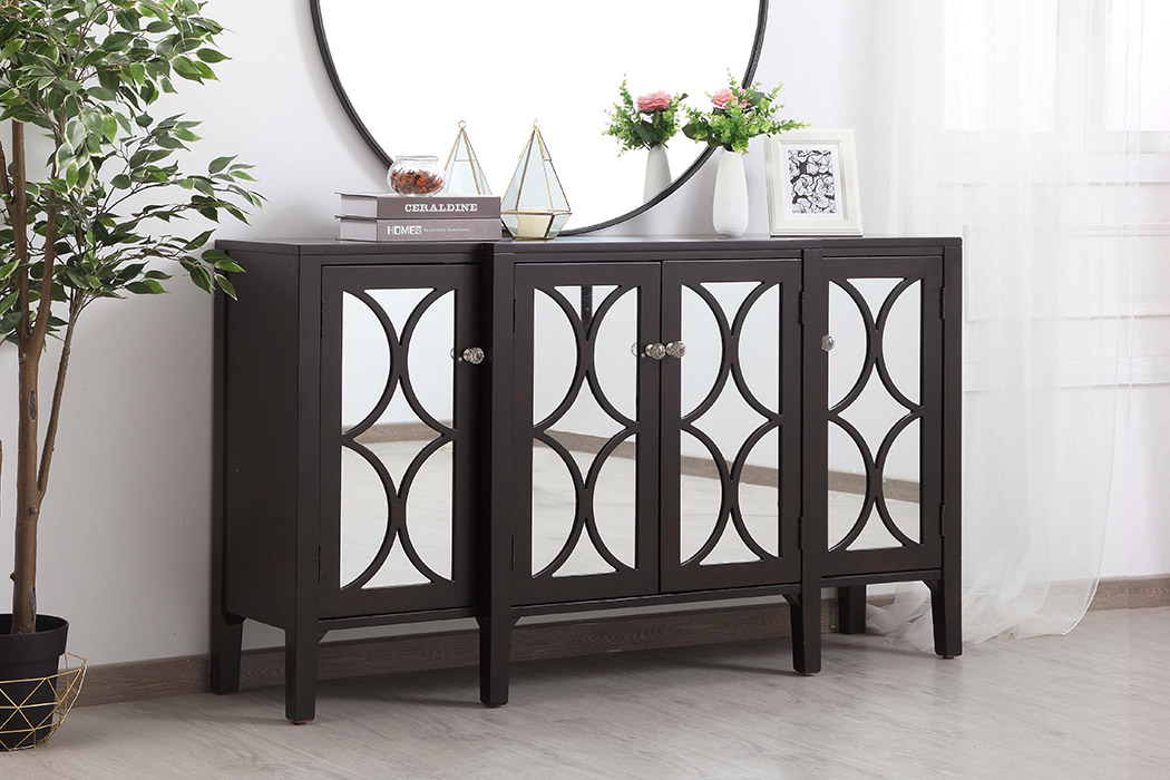 Elegant 60" Mirrored Credenza - Dark Brown (MF82001DT)