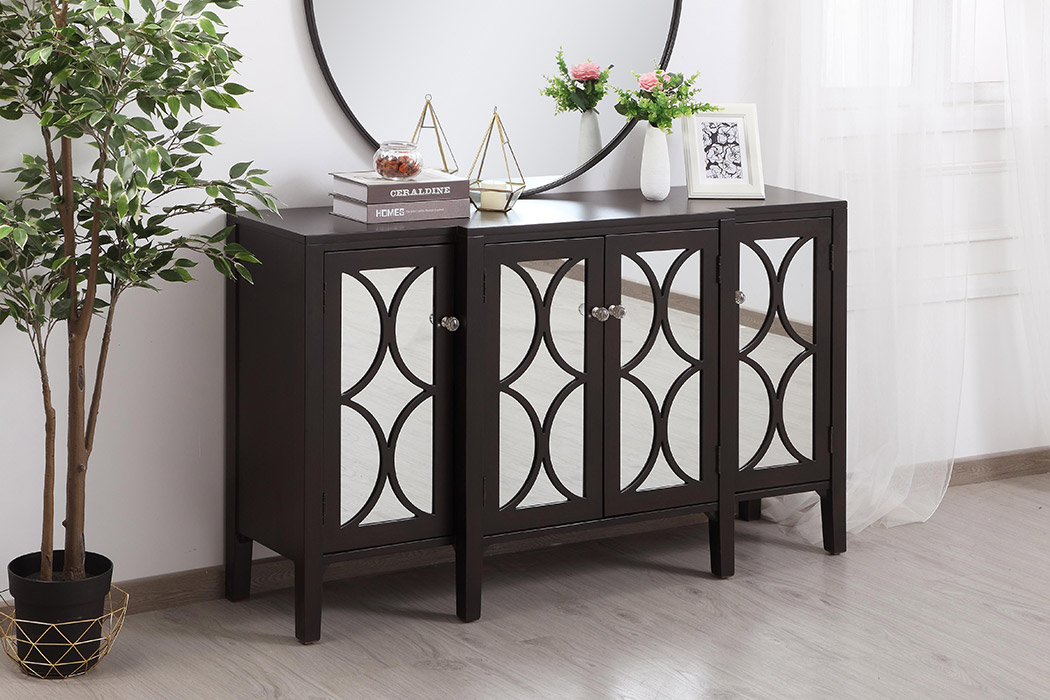 Elegant 60" Mirrored Credenza - Dark Brown (MF82001DT)