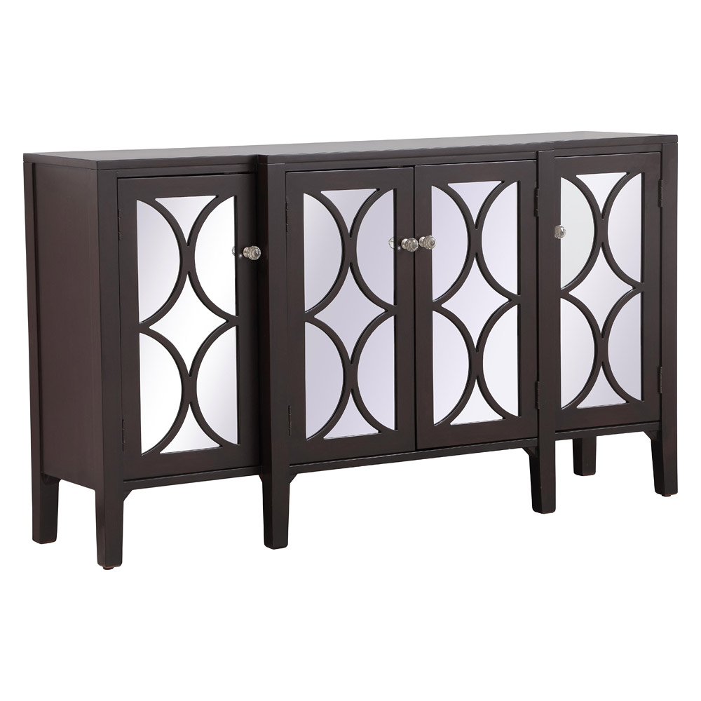 Elegant 60" Mirrored Credenza - Dark Brown (MF82001DT)