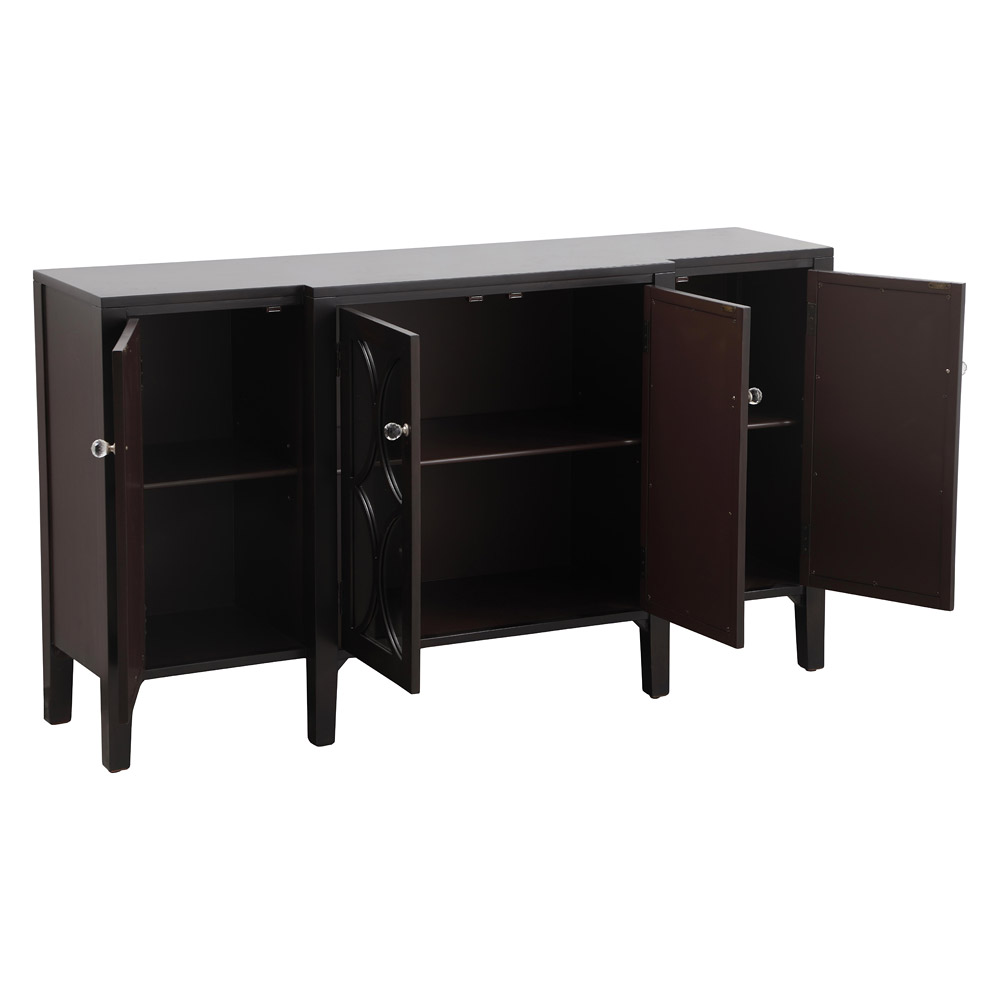 Elegant 60" Mirrored Credenza - Dark Brown (MF82001DT)