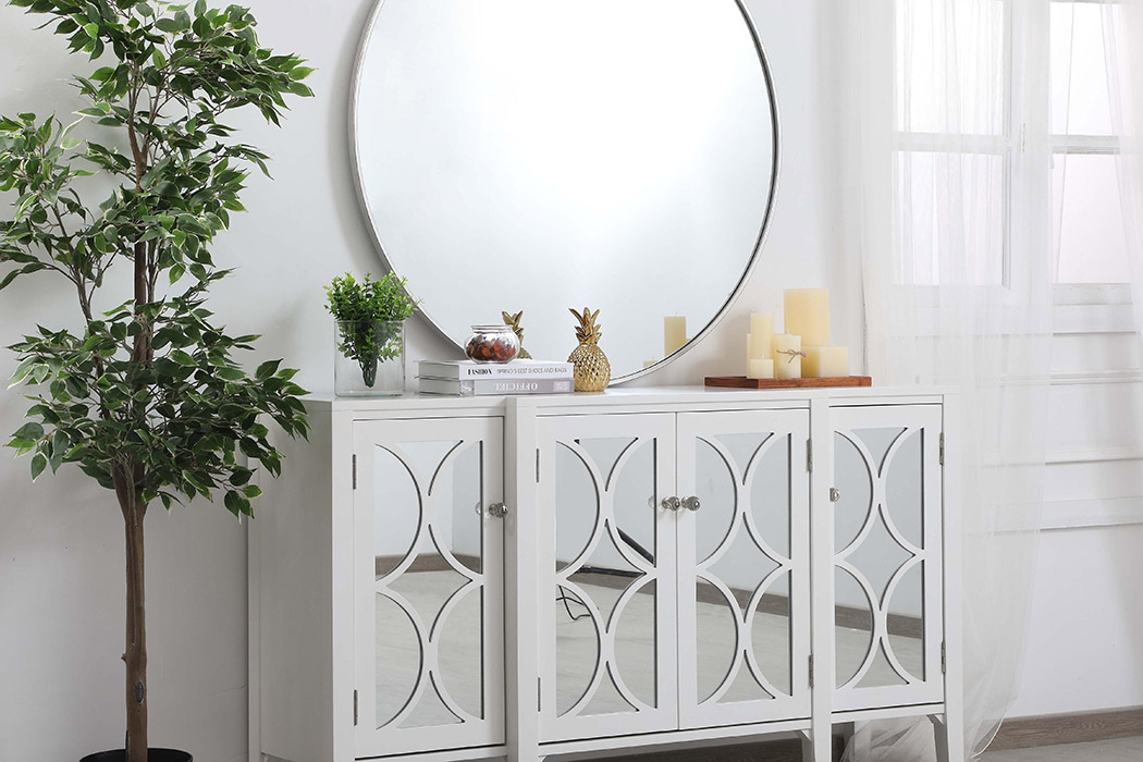 Elegant 60" Mirrored Credenza - White (MF82001WH)