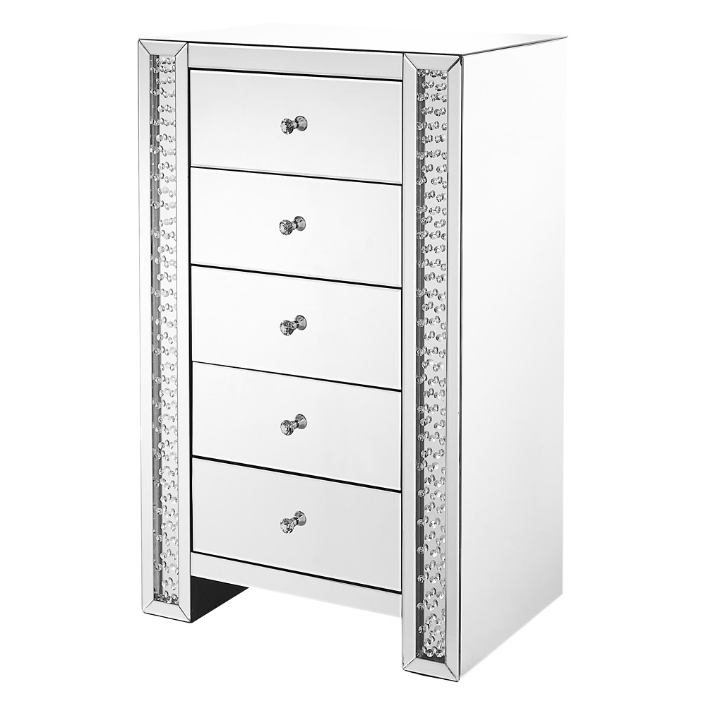 Elegant - 29" Crystal Five Drawers Chest (MF91005)