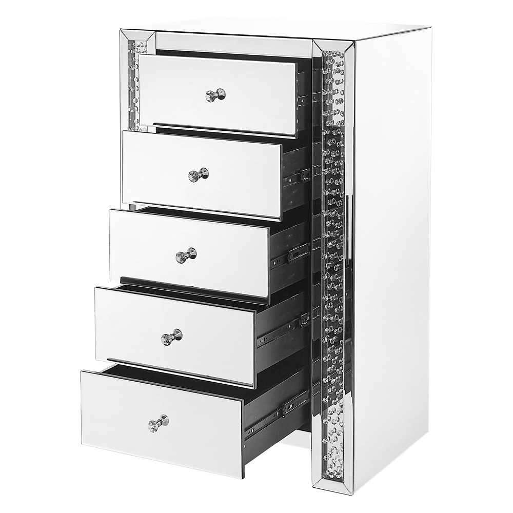 Elegant - 29" Crystal Five Drawers Chest (MF91005)