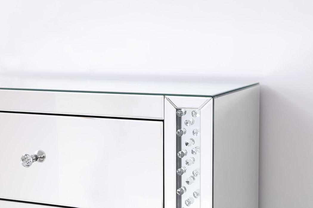 Elegant - 34" Clear Crystal Mirrored Five Drawer Cabinet (MF91053)