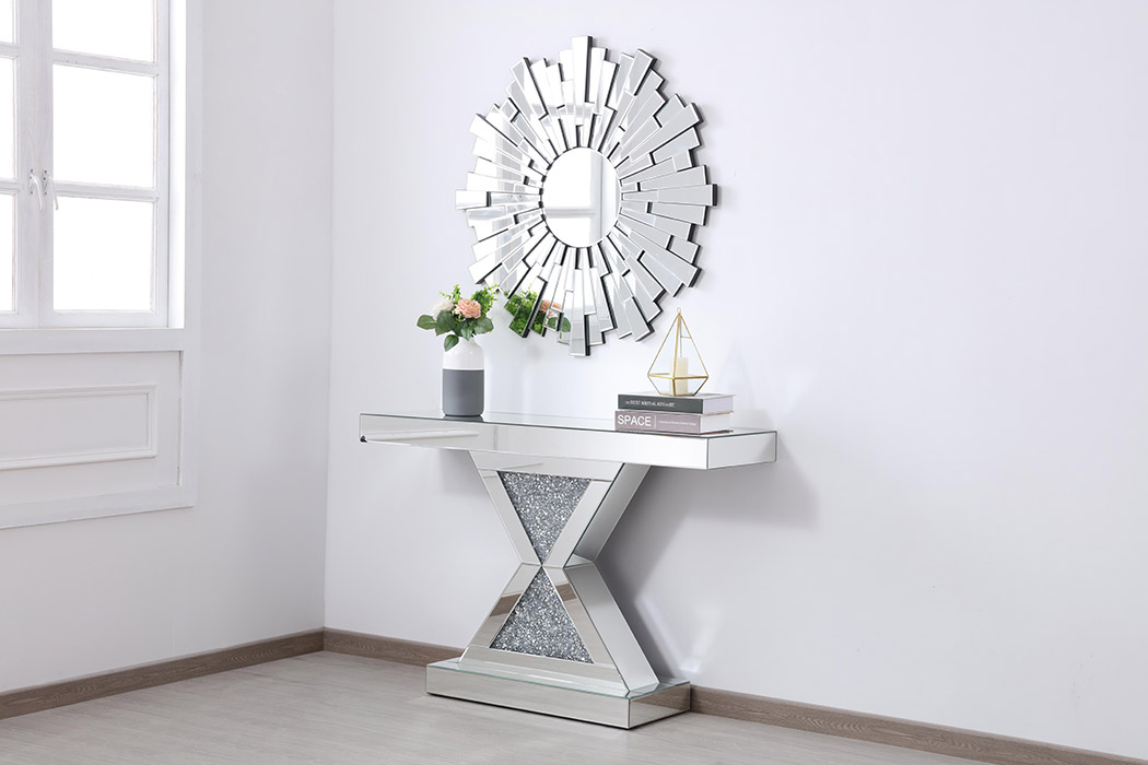 Elegant - 47" Crystal Mirrored Console Table (MF92034)