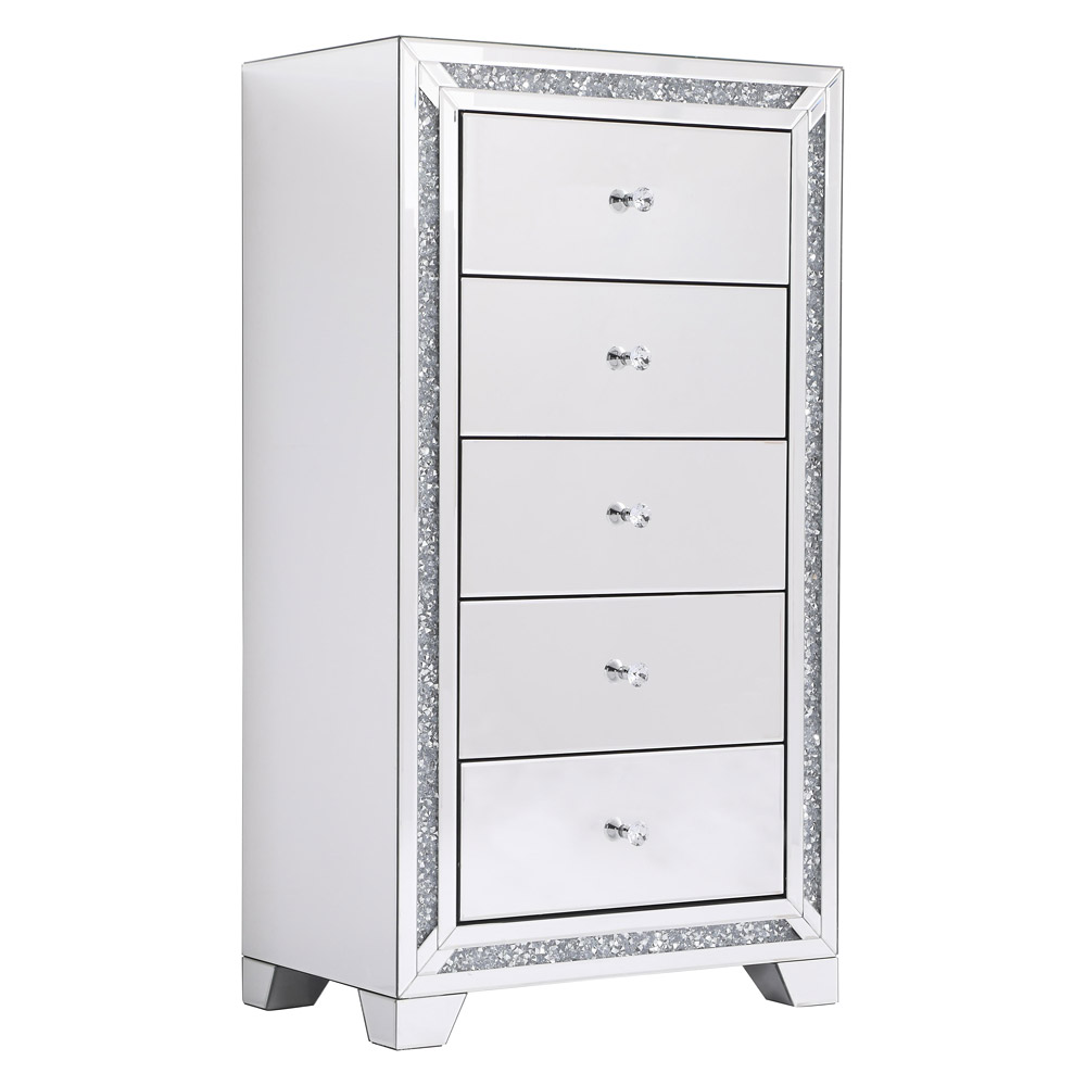 Elegant - 25.5" Crystal Mirrored 5 Drawer Cabinet (MF92046)