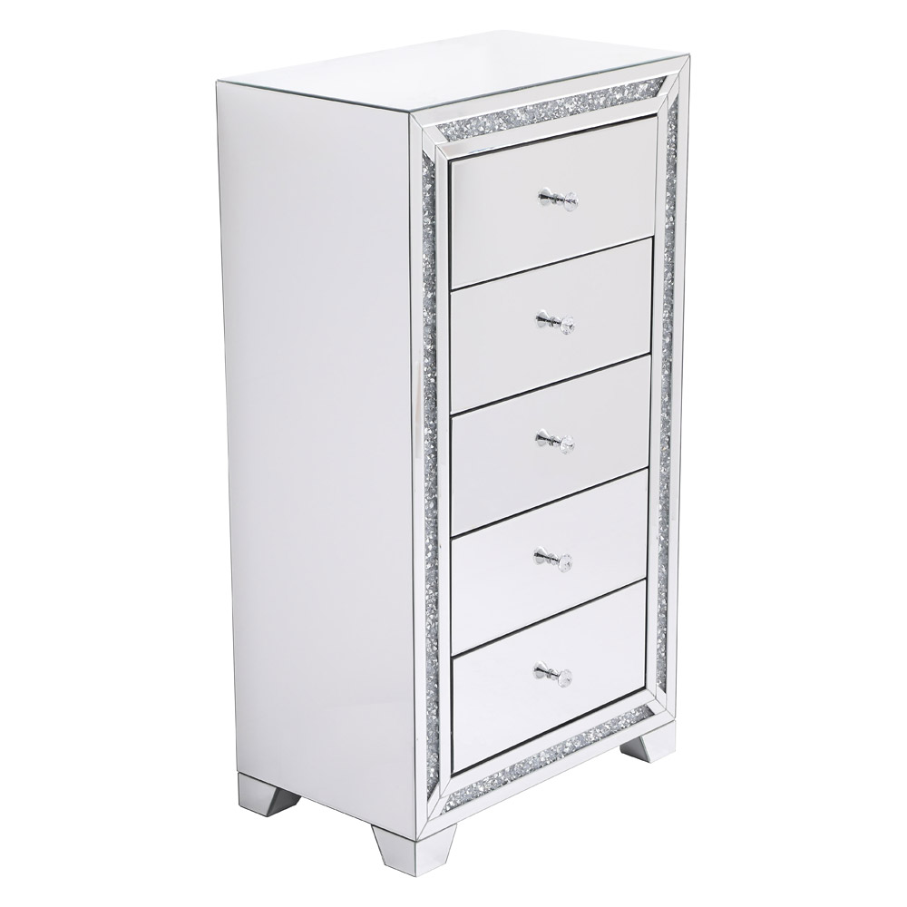 Elegant - 25.5" Crystal Mirrored 5 Drawer Cabinet (MF92046)