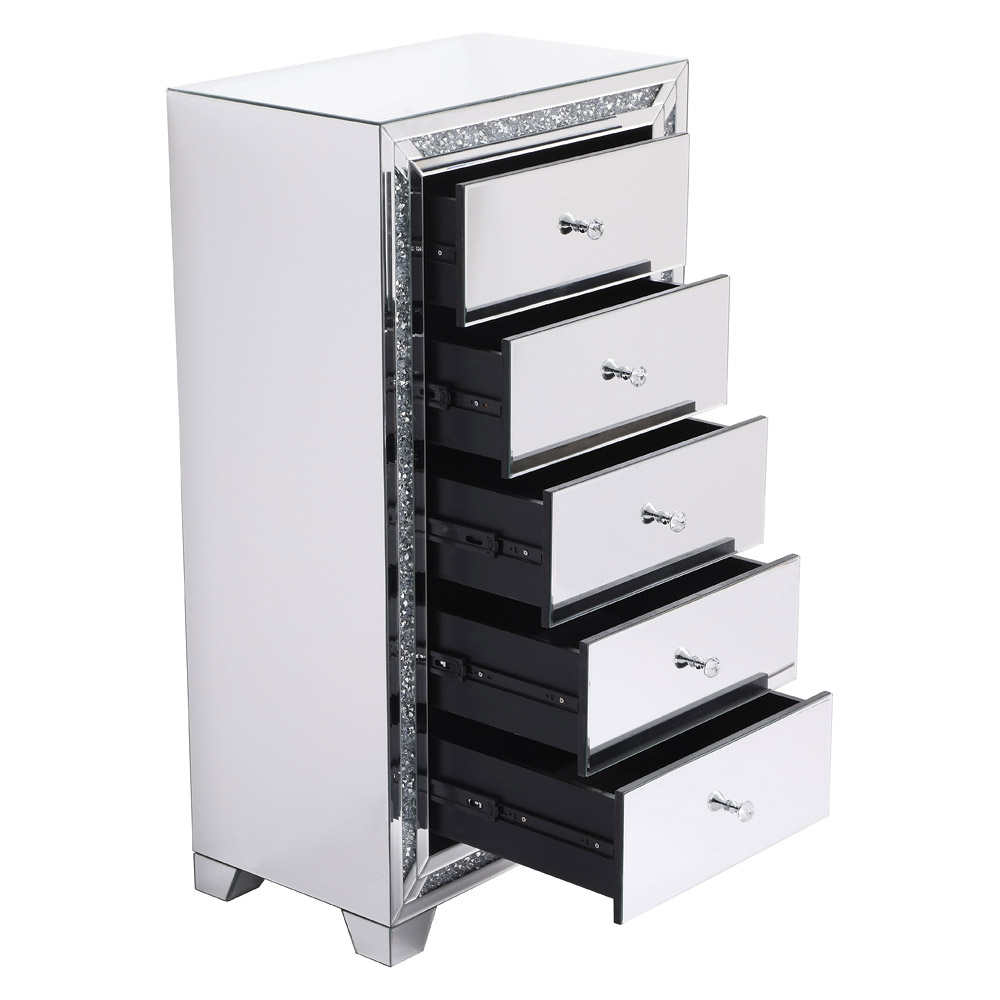 Elegant - 25.5" Crystal Mirrored 5 Drawer Cabinet (MF92046)