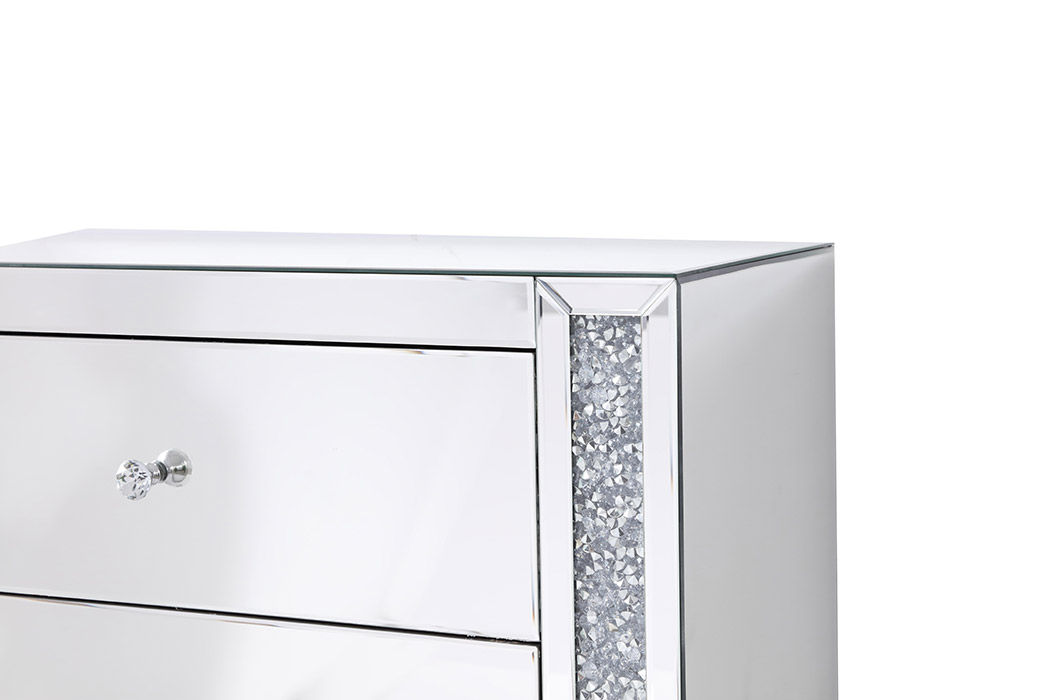 Elegant - 34" Silver Crystal Mirrored Five Drawer Cabinet (MF92054)