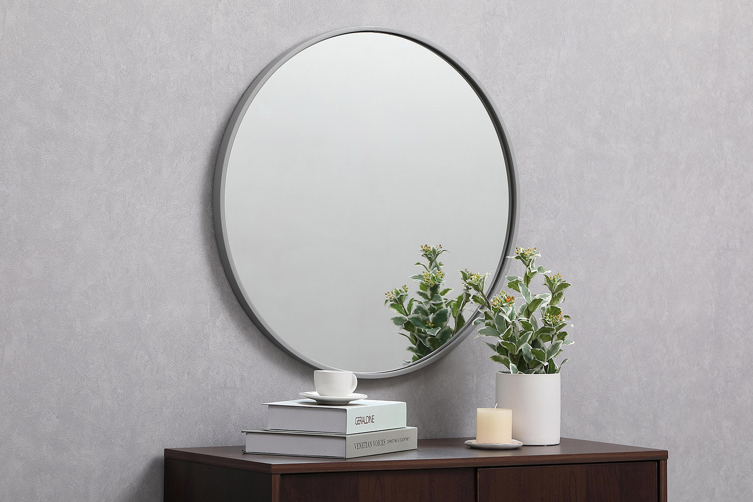 Elegant Wall Mirror - Gray, L 24" (MR4031GR)