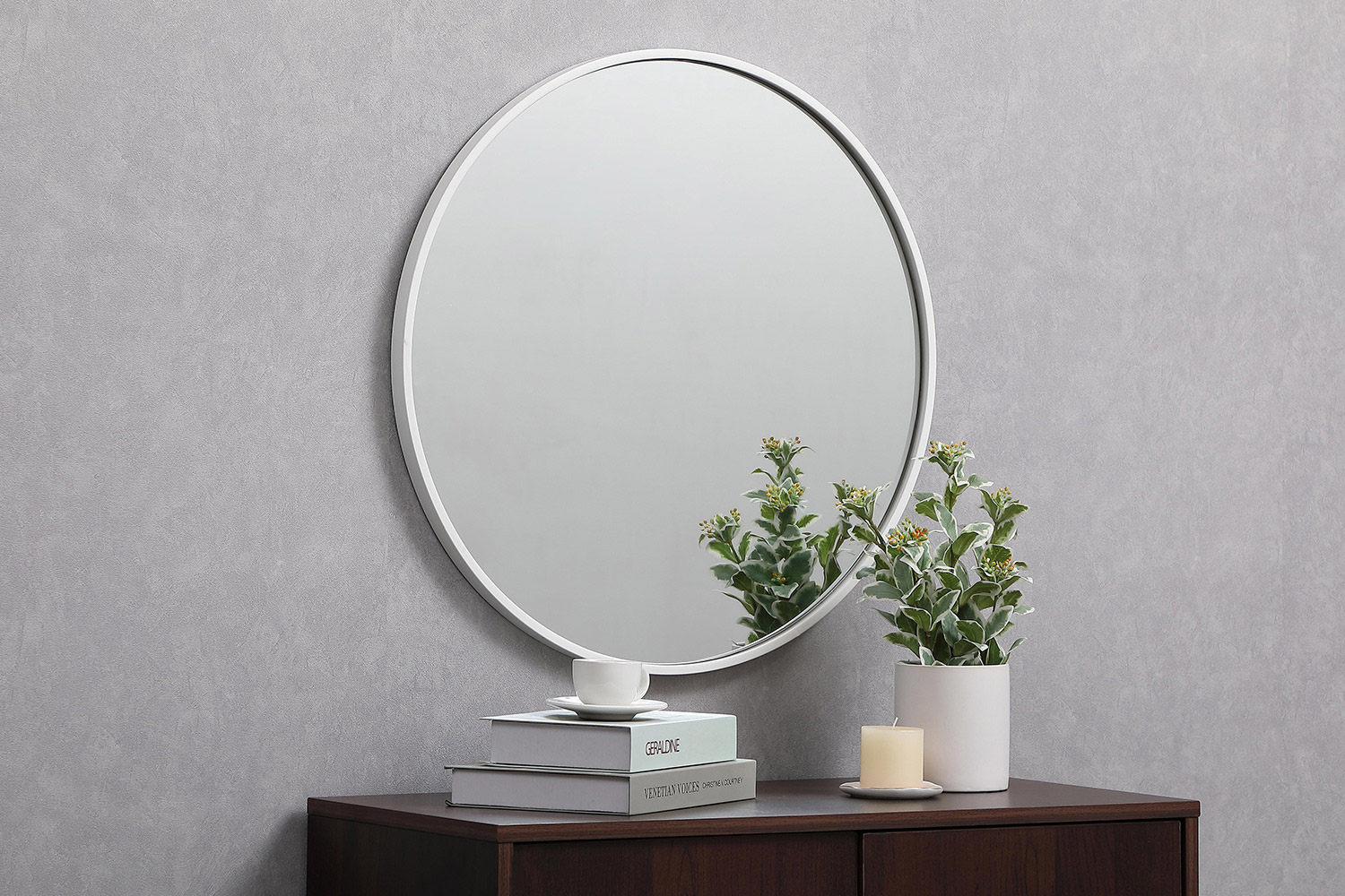 Elegant Wall Mirror - White, L 24" (MR4031WH)