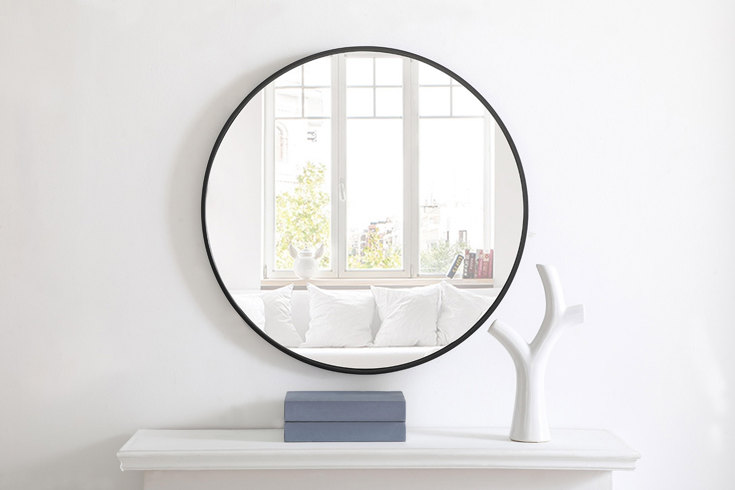 Elegant Wall Mirror - Black, L 28" (MR4034BK)