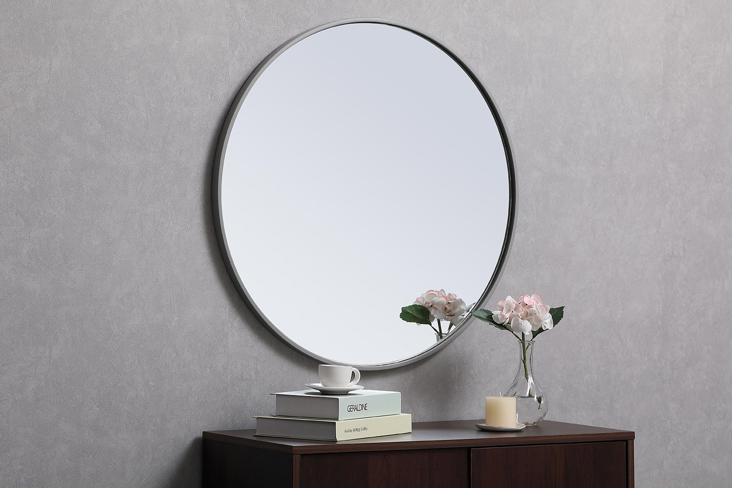 Elegant Wall Mirror - Gray, L 28" (MR4034GR)