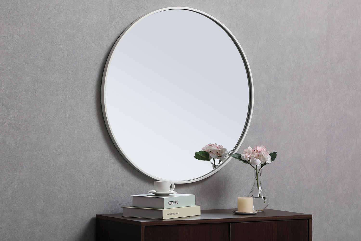 Elegant Wall Mirror - White, L 28" (MR4034WH)