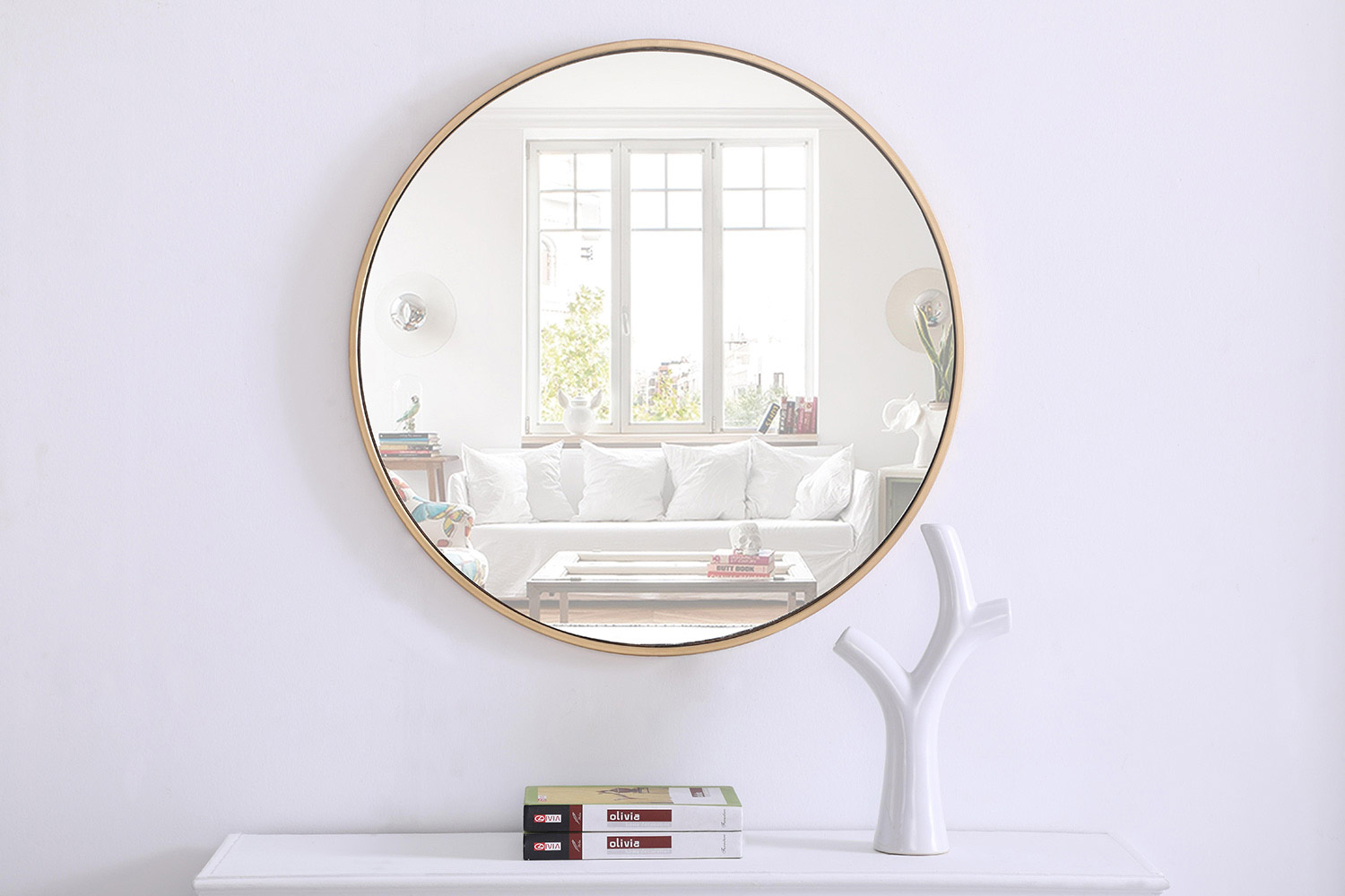 Elegant Wall Mirror - Brass, L 28" (MR4035BR)