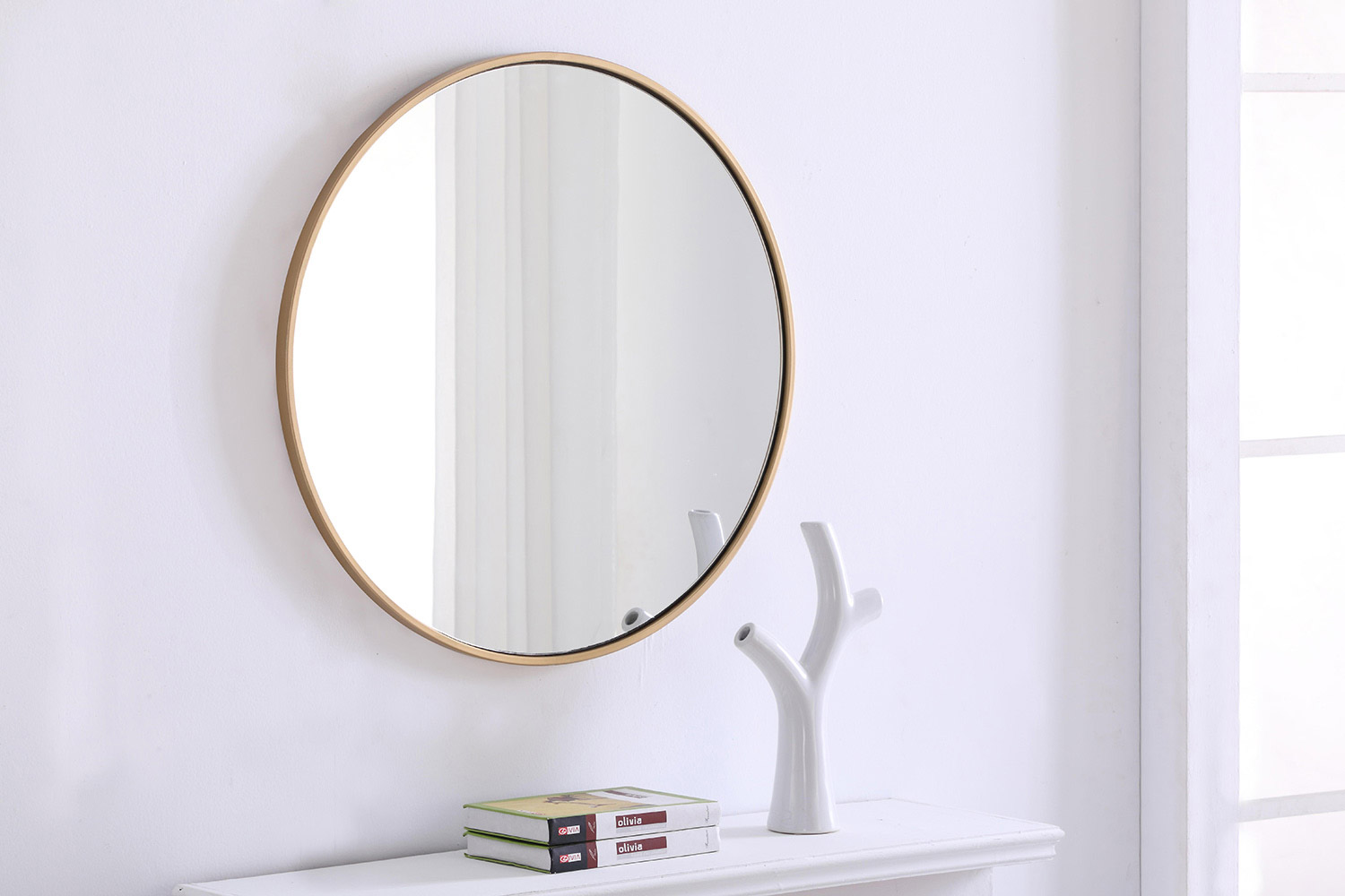 Elegant Wall Mirror - Brass, L 28" (MR4035BR)