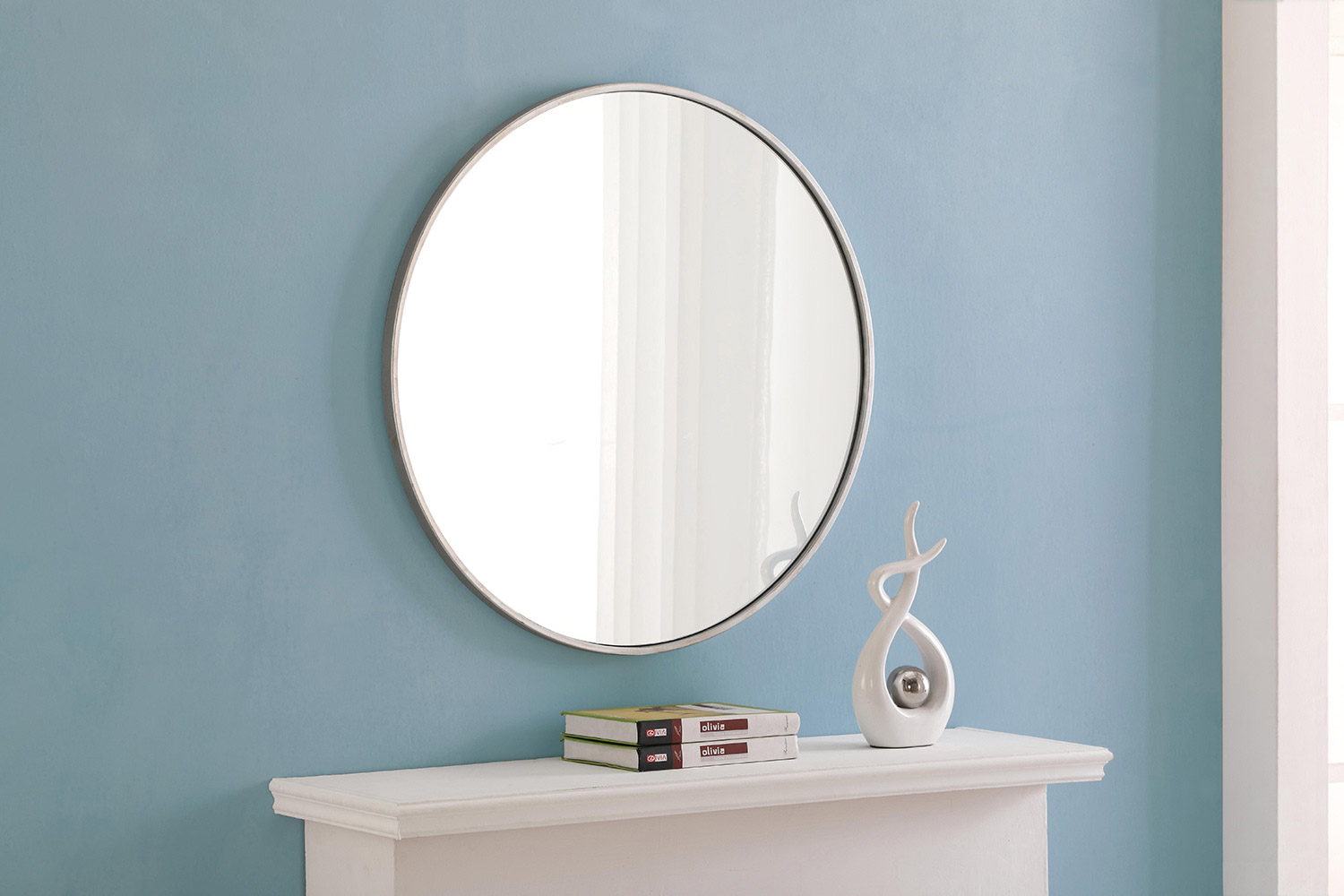 Elegant Wall Mirror - Silver, L 28" (MR4036S)