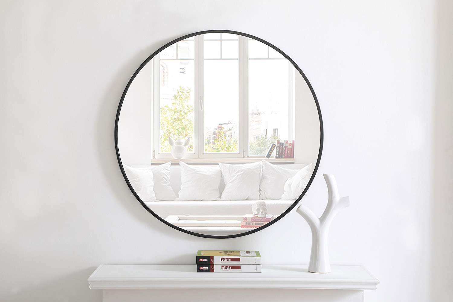 Elegant Wall Mirror - Black, L 32" (MR4037BK)