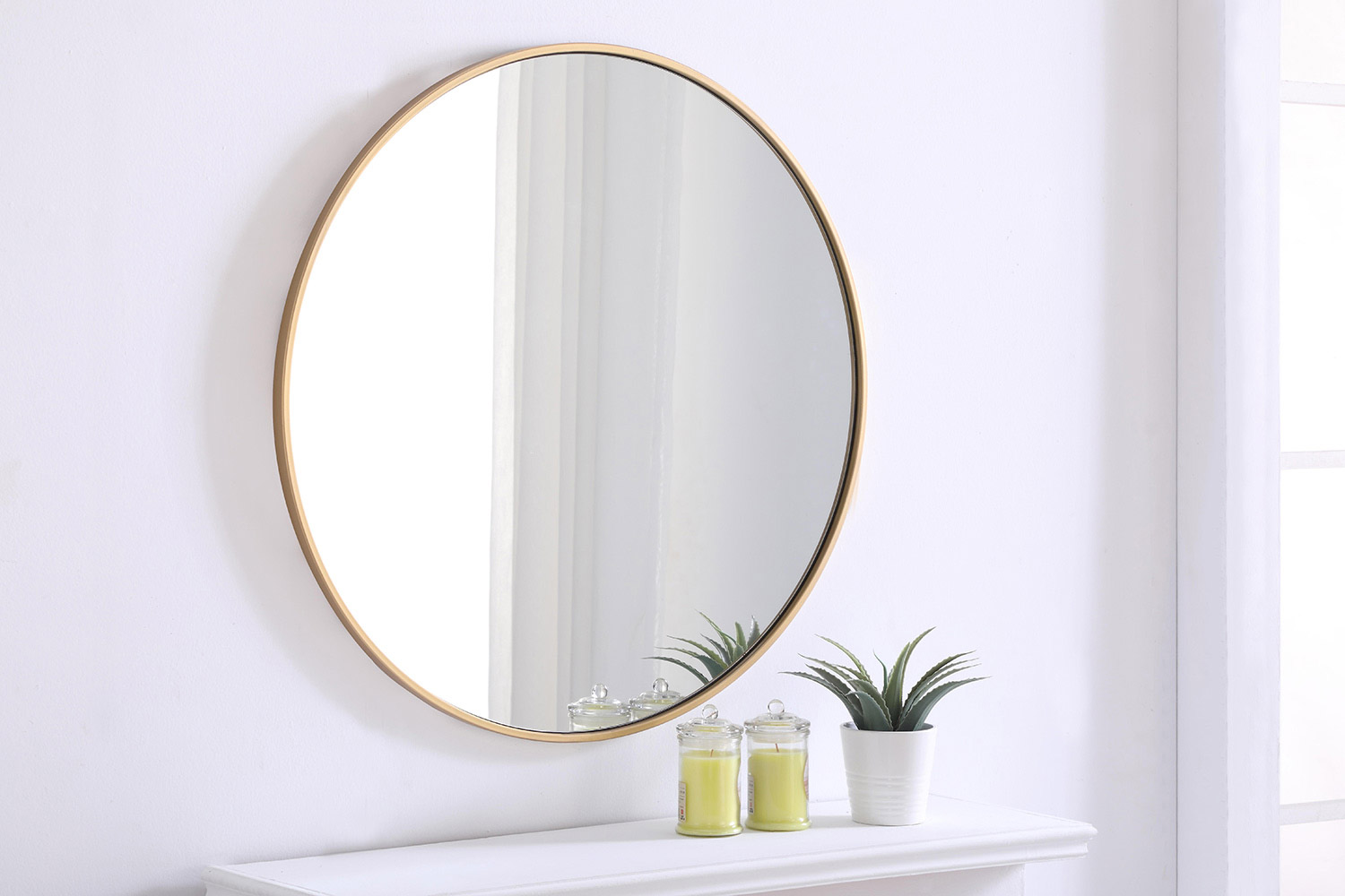 Elegant Wall Mirror - Brass, L 32" (MR4038BR)